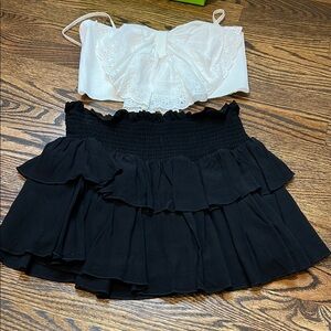 Katie J NYC Black Ruffled Skirt and bow top